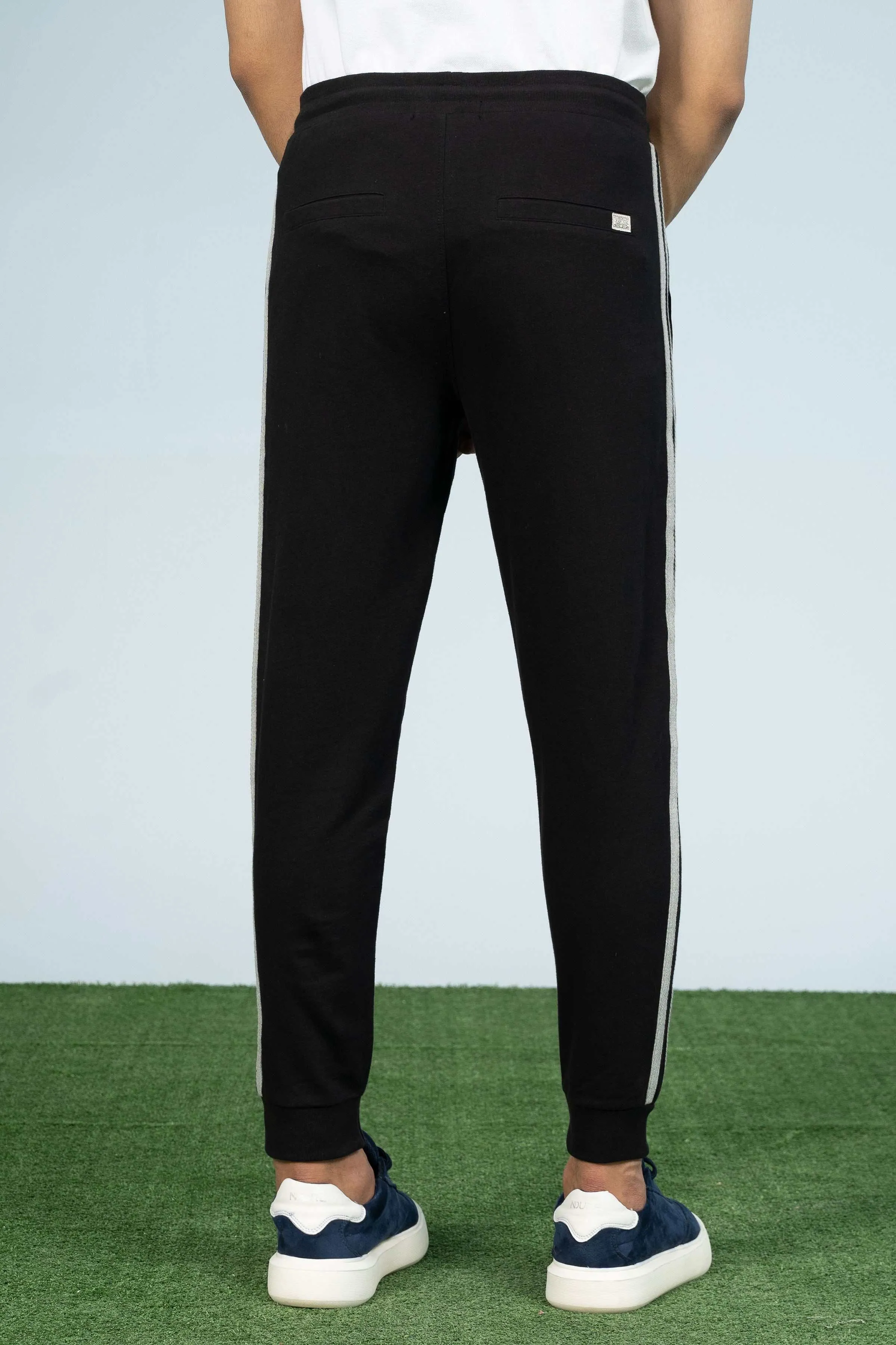 TERRY CONTRAST TAPE TROUSER BLACK