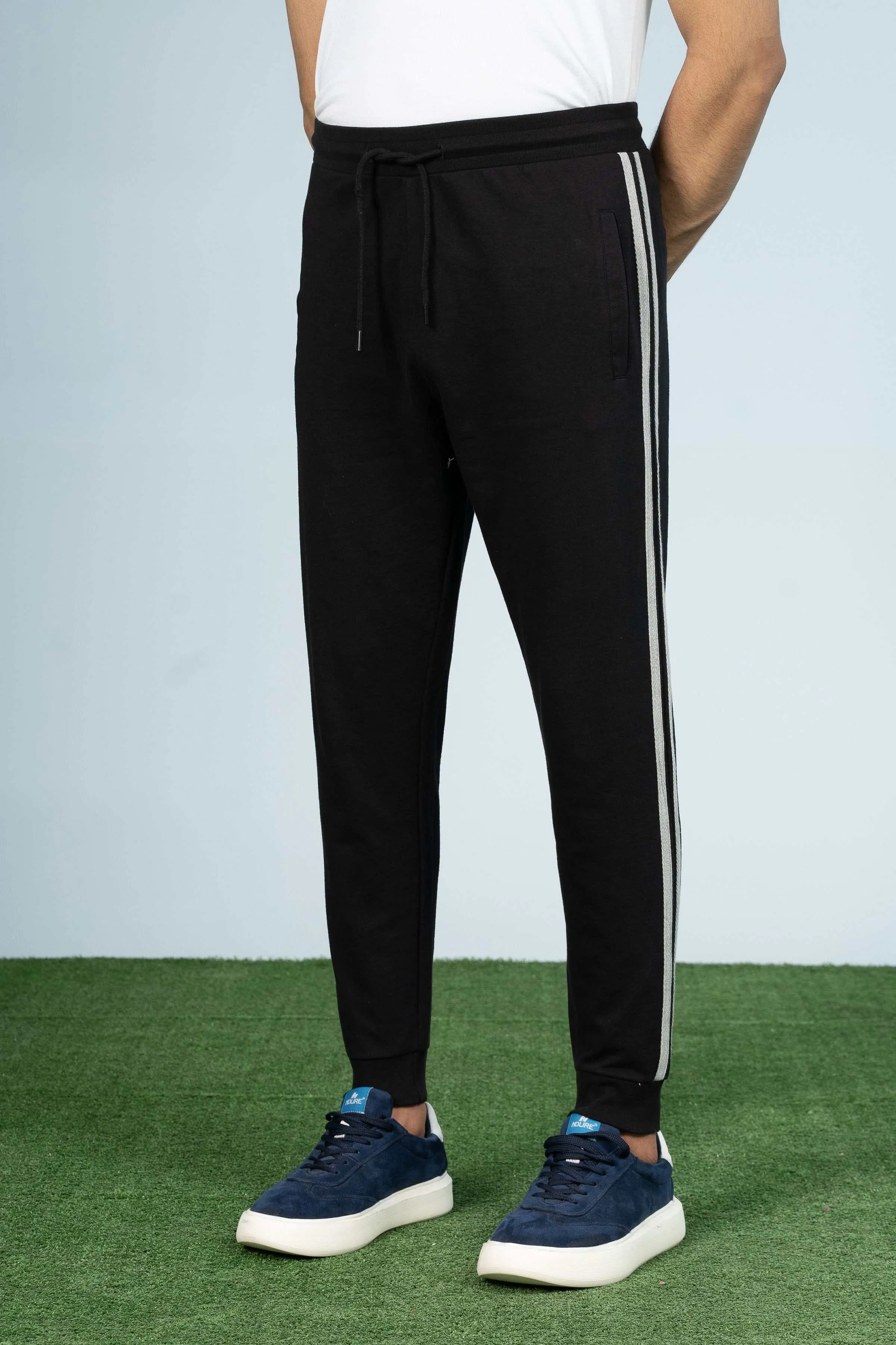 TERRY CONTRAST TAPE TROUSER BLACK
