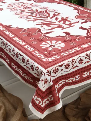 Tripolia Ruby Linen Cotton Tablecloth - Made To Order