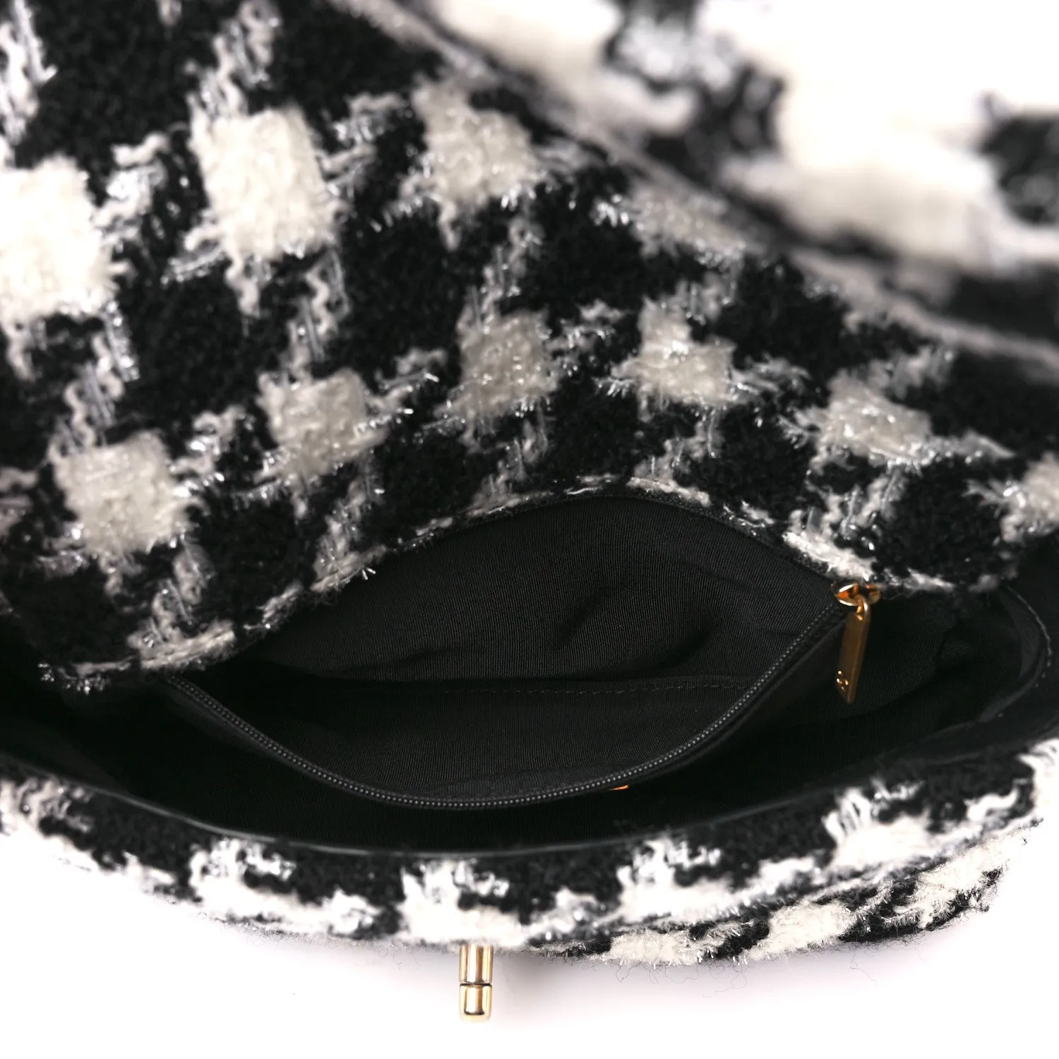 Tweed Quilted Medium Chanel 19 Flap Black Ecru White