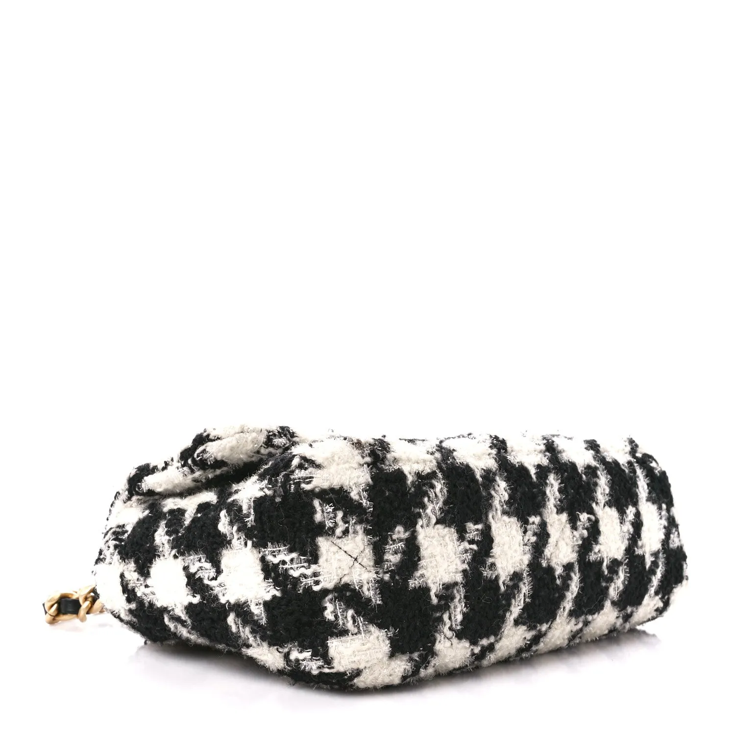 Tweed Quilted Medium Chanel 19 Flap Black Ecru White