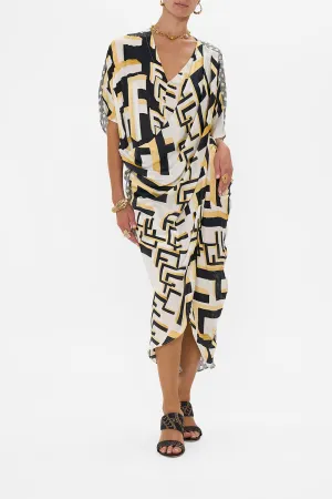 V NECK GATHERED SHOULDER DRAPED KAFTAN TEMPLES OF DENDARA V NECK GATHERED SHOULDER DRAPED KAFTAN TEMPLES OF DENDARA