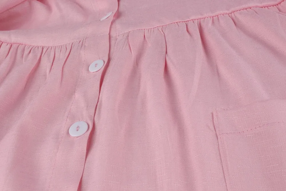 VenusFox Sexy V-neck Buttons Elegant Casual Loose Dresses