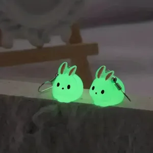 Vibrant Luminous Rabbit Dangle Earrings