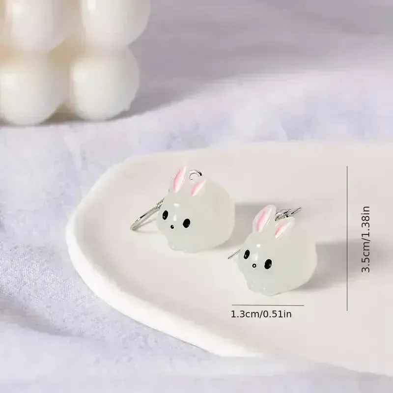 Vibrant Luminous Rabbit Dangle Earrings