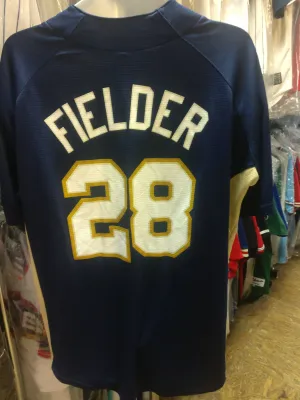 Vintage #28 PRINCE FIELDER Milwaukee Brewers MLB Majestic Jersey L
