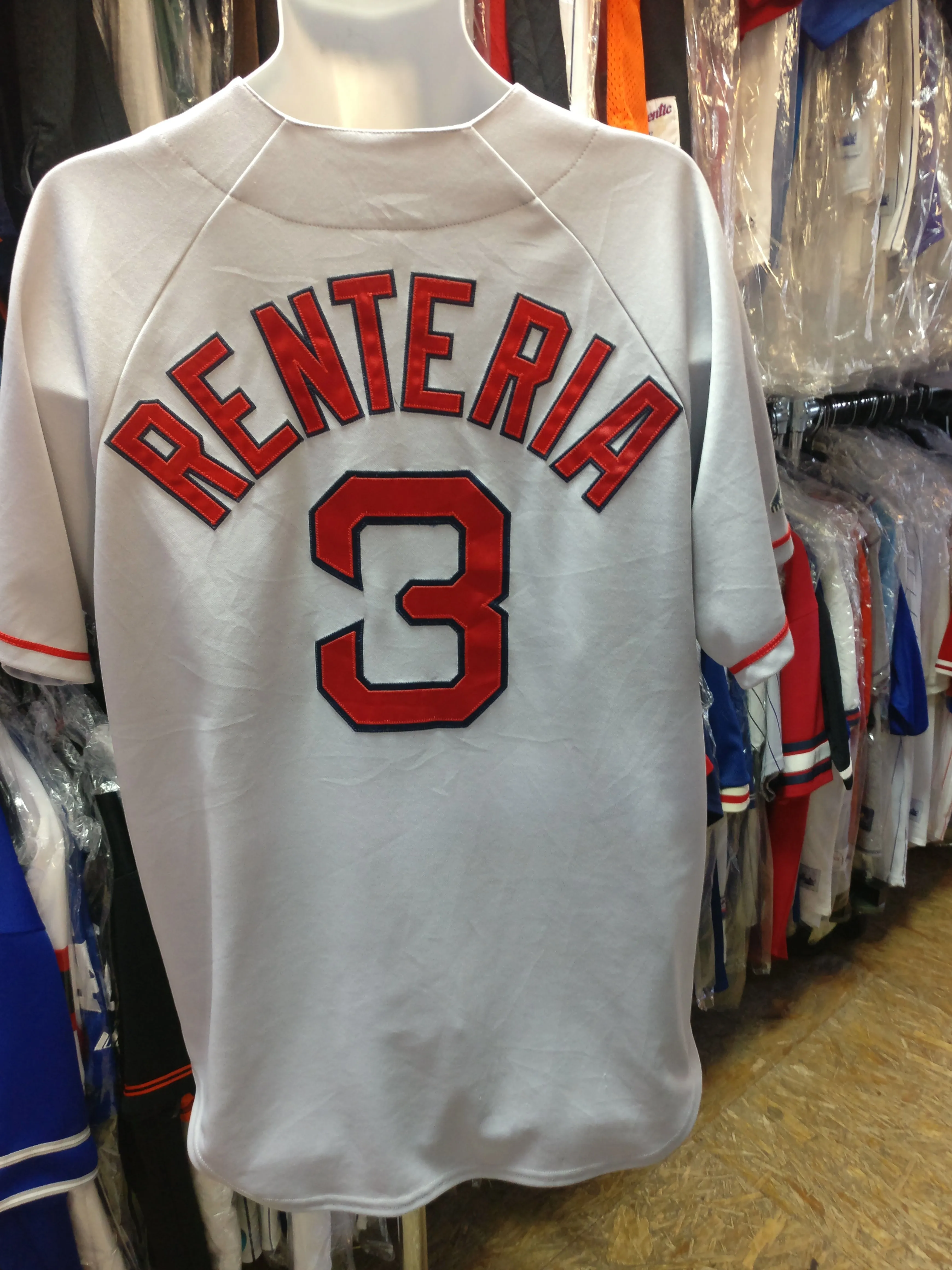 Vintage #3 EDGAR RENTERIA Boston Red Sox MLB Majestic Jersey L