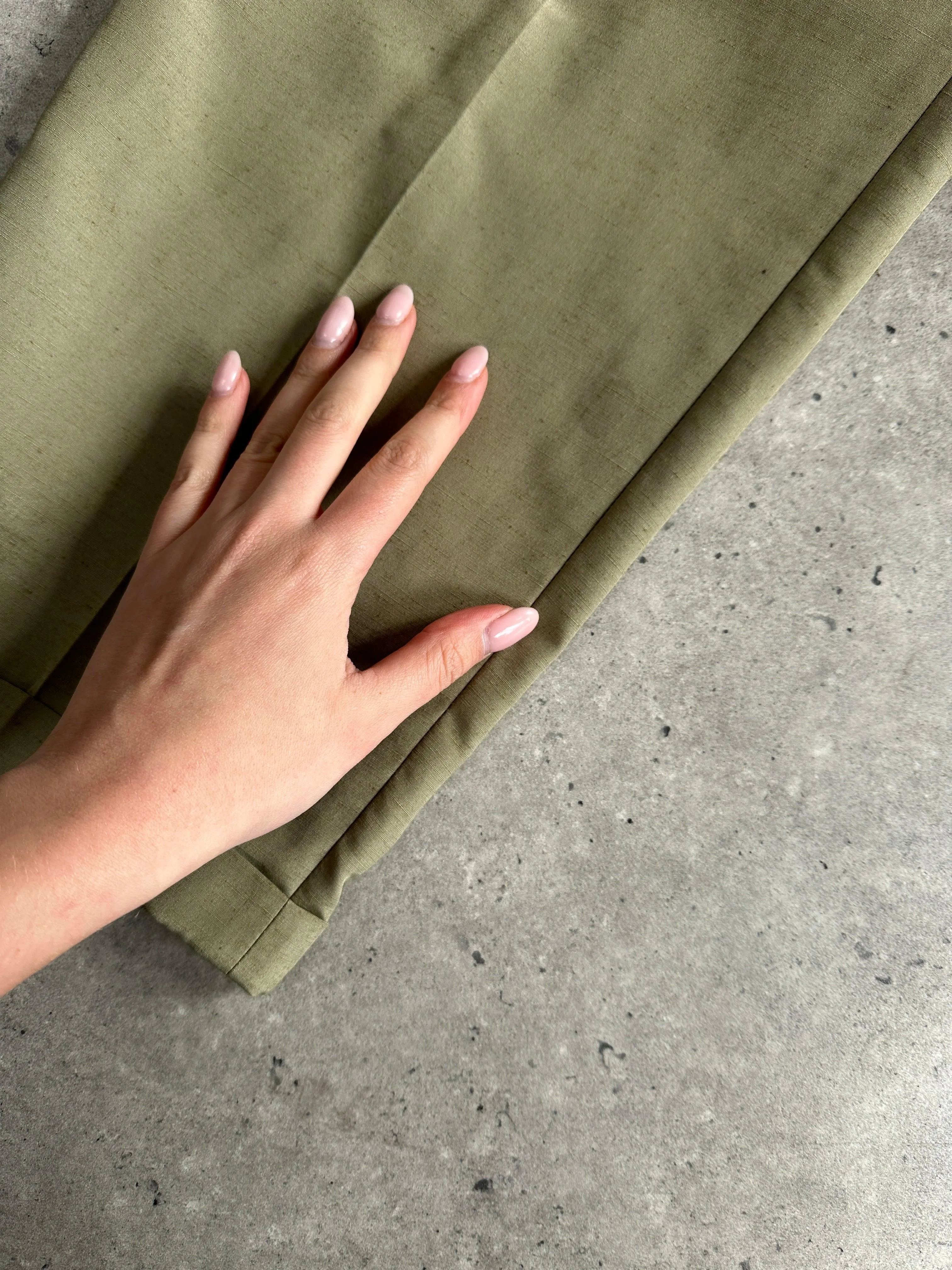 Vintage Linen Blend Satin High Waisted Straight Leg Pleated Tailored Trousers - W32