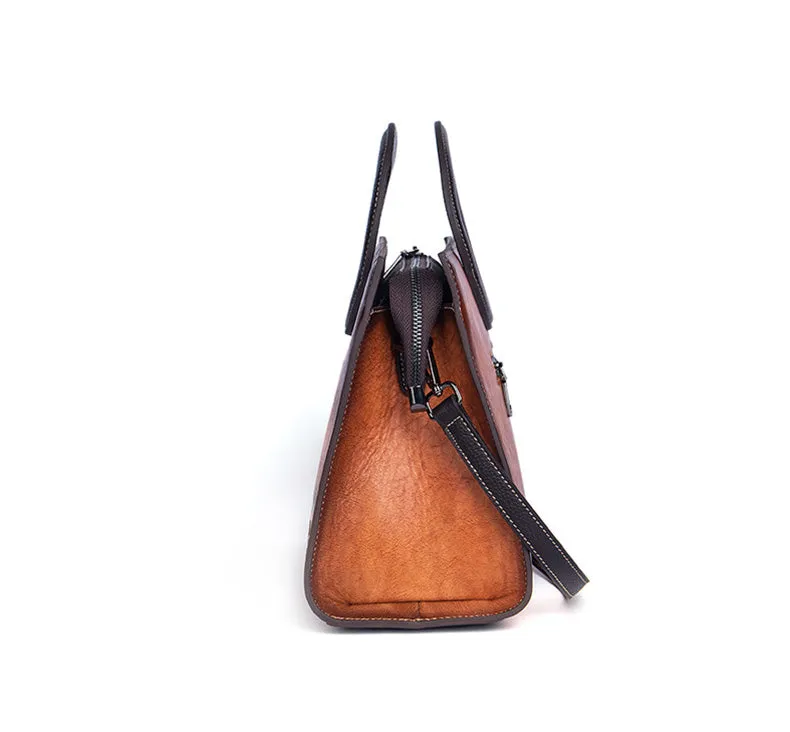 Vintage Women's Genuine Leather Handbags Brown Shoulder Bag