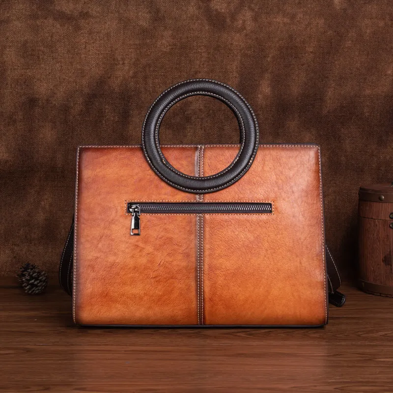 Vintage Women's Genuine Leather Handbags Brown Shoulder Bag