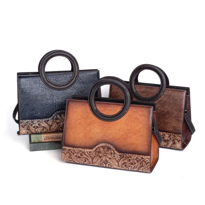 Vintage Women's Genuine Leather Handbags Brown Shoulder Bag