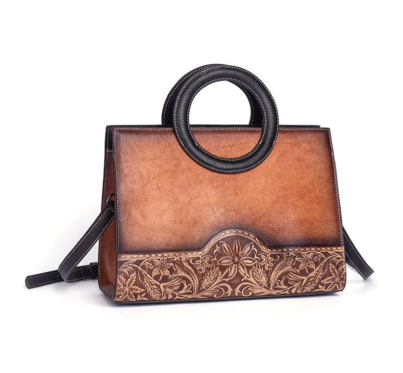 Vintage Women's Genuine Leather Handbags Brown Shoulder Bag