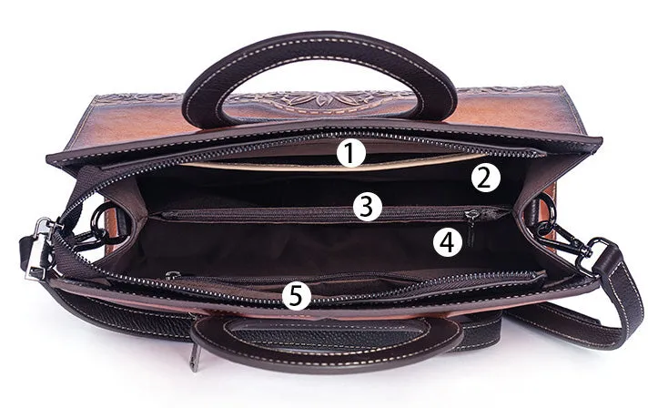 Vintage Women's Genuine Leather Handbags Brown Shoulder Bag