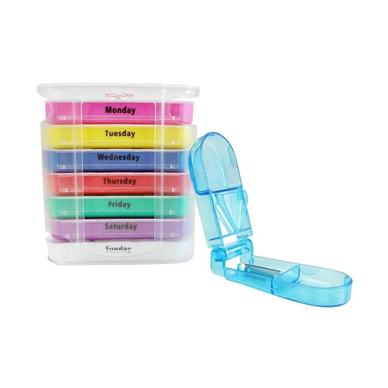 Vive Health Stackable Pill Organizer with Cutter