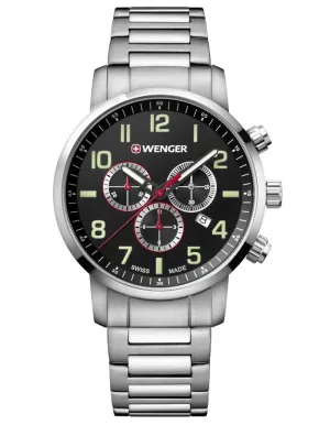 Wenger Mens Attitude Stainless Steel Chronograph - Black Dial - Date Window