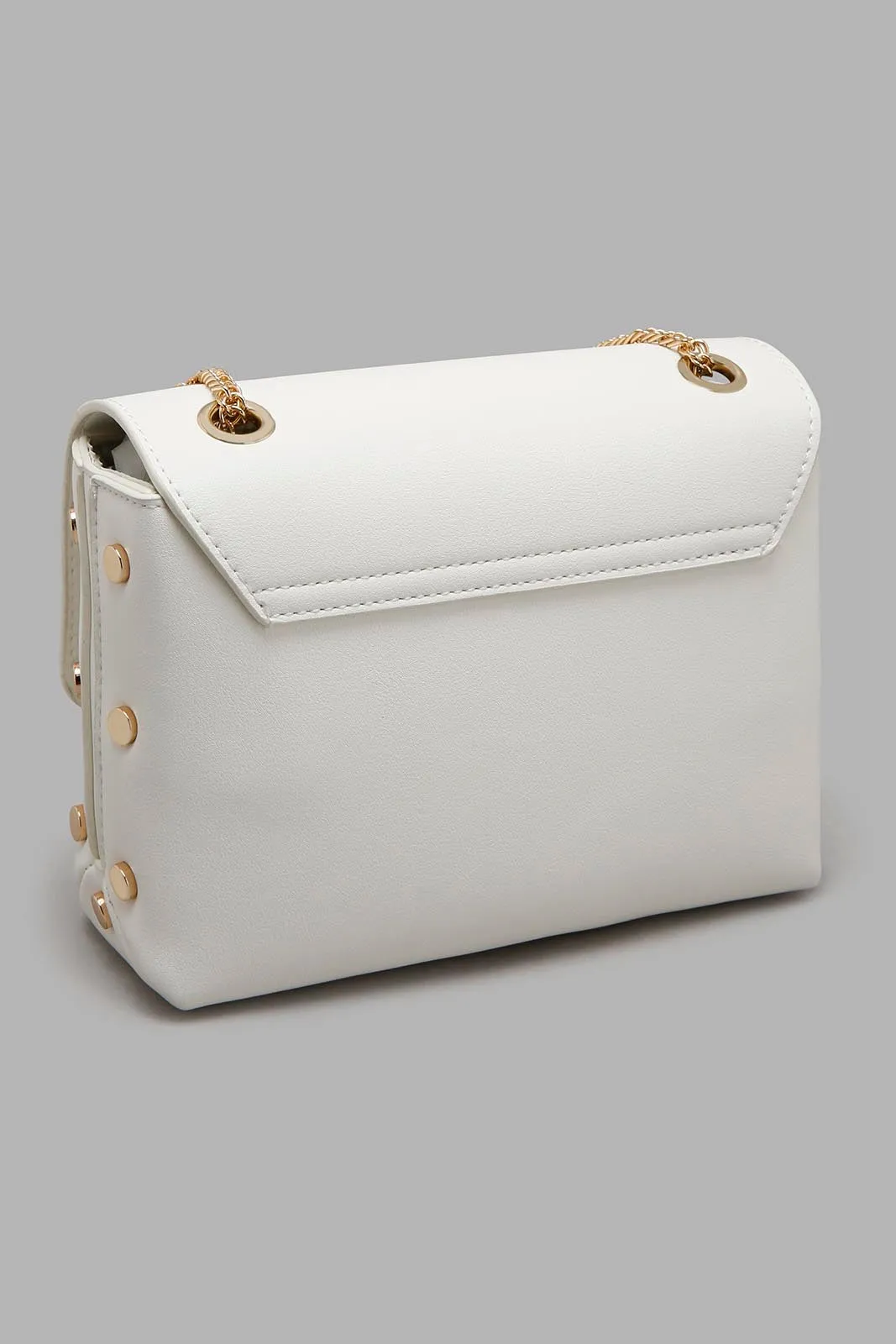 White Clutch Bag With Lock