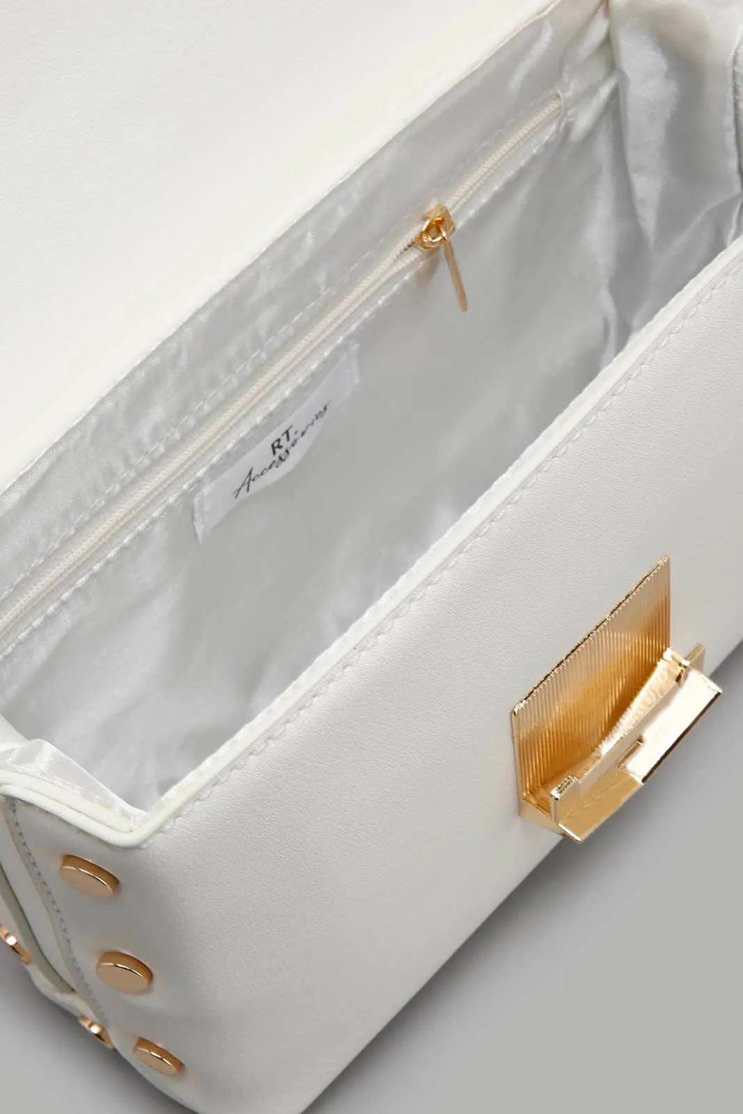 White Clutch Bag With Lock
