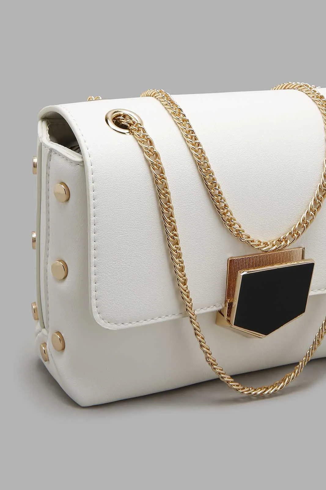 White Clutch Bag With Lock
