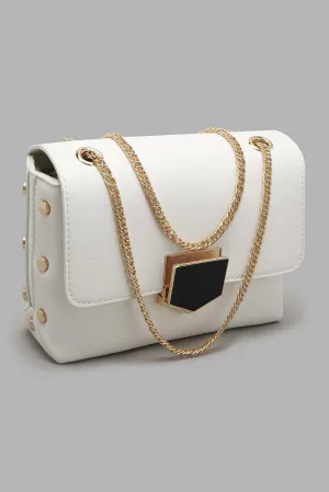 White Clutch Bag With Lock