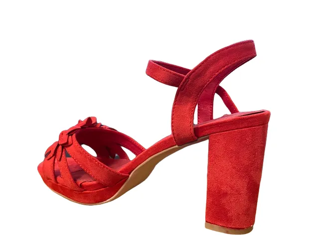 Xti scarpa da donna con tacco e decoro floreale seulla fascia Rolo 35044 rosso