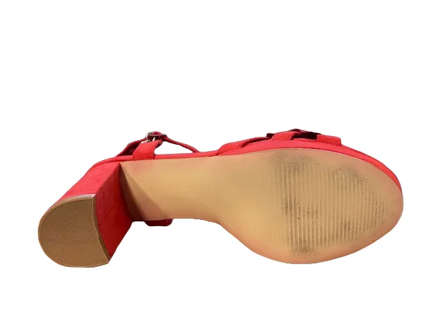 Xti scarpa da donna con tacco e decoro floreale seulla fascia Rolo 35044 rosso