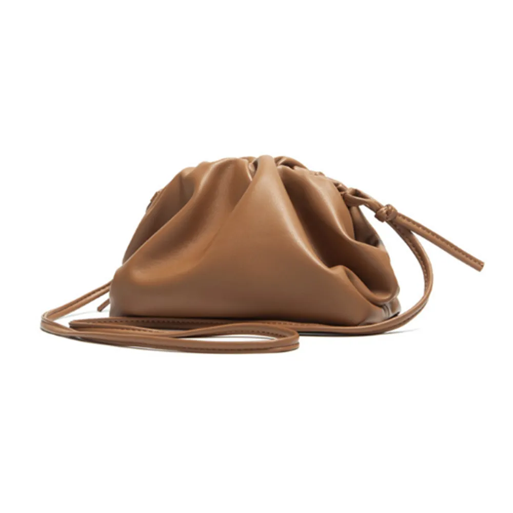 YAAGLE Fashion Female Real Leather Ruffled Drawstring Clutch Bag YG00265