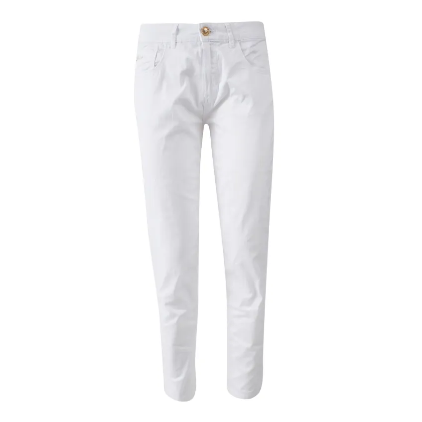 Yes Zee pantalone da donna Push Up in cotone elasticizzato 1319 P377 XX00 0101 bianco