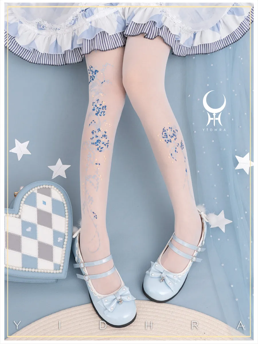 Yidhra~Resplendent flower Qiki~Elegant Lolita Pantyhose Velvet Pantyhoses Summer