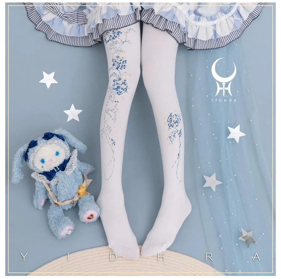 Yidhra~Resplendent flower Qiki~Elegant Lolita Pantyhose Velvet Pantyhoses Summer