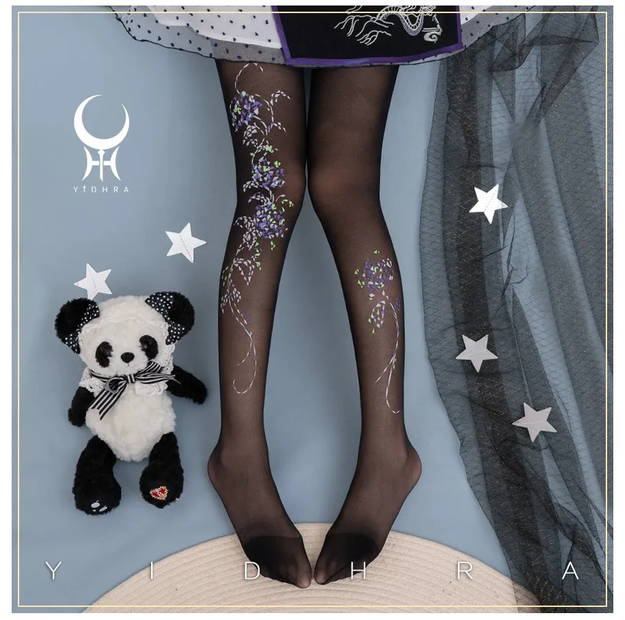 Yidhra~Resplendent flower Qiki~Elegant Lolita Pantyhose Velvet Pantyhoses Summer