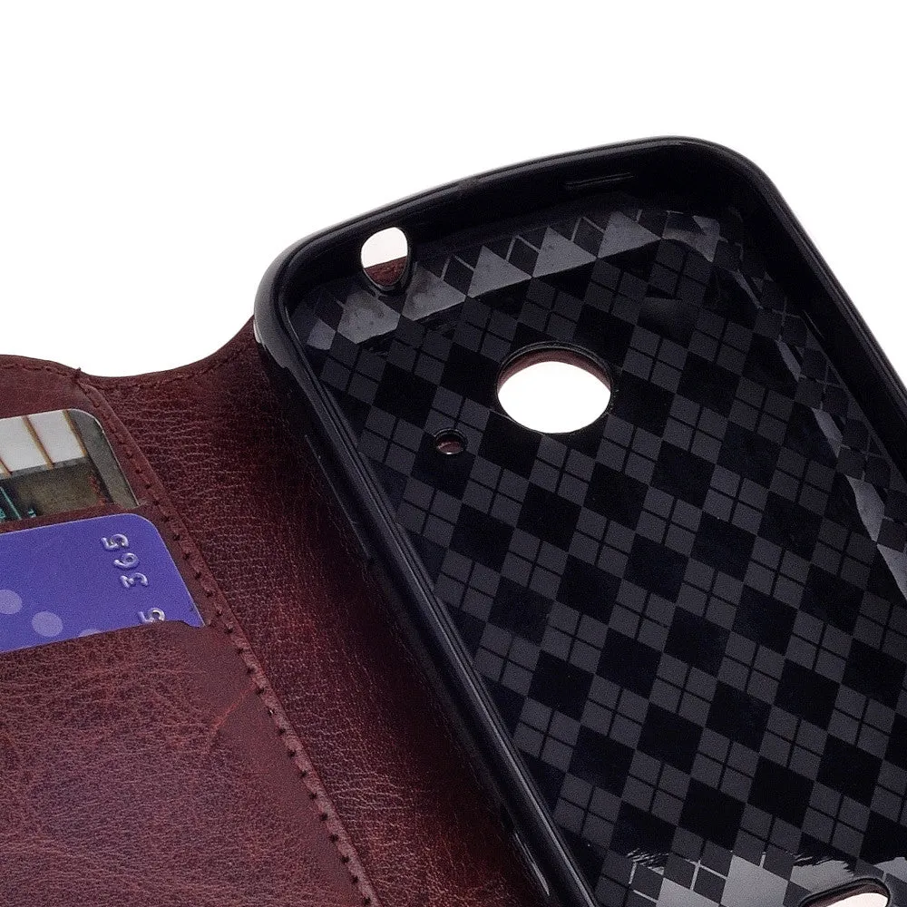 ZTE Z667 Case, Magnetic Flip Fold[Kickstand] Pu Leather Wallet Case with ID & Card Slots - Brown