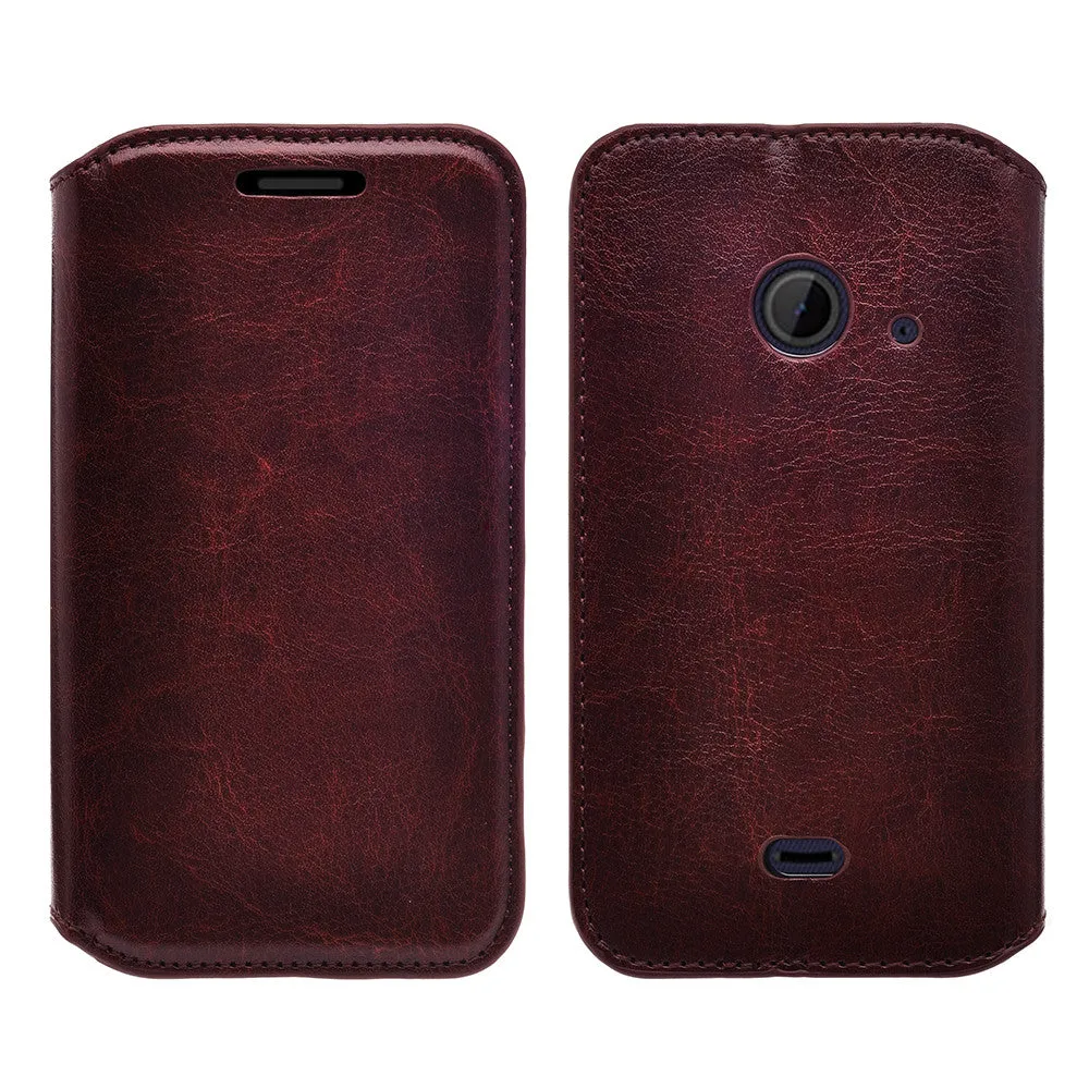 ZTE Z667 Case, Magnetic Flip Fold[Kickstand] Pu Leather Wallet Case with ID & Card Slots - Brown